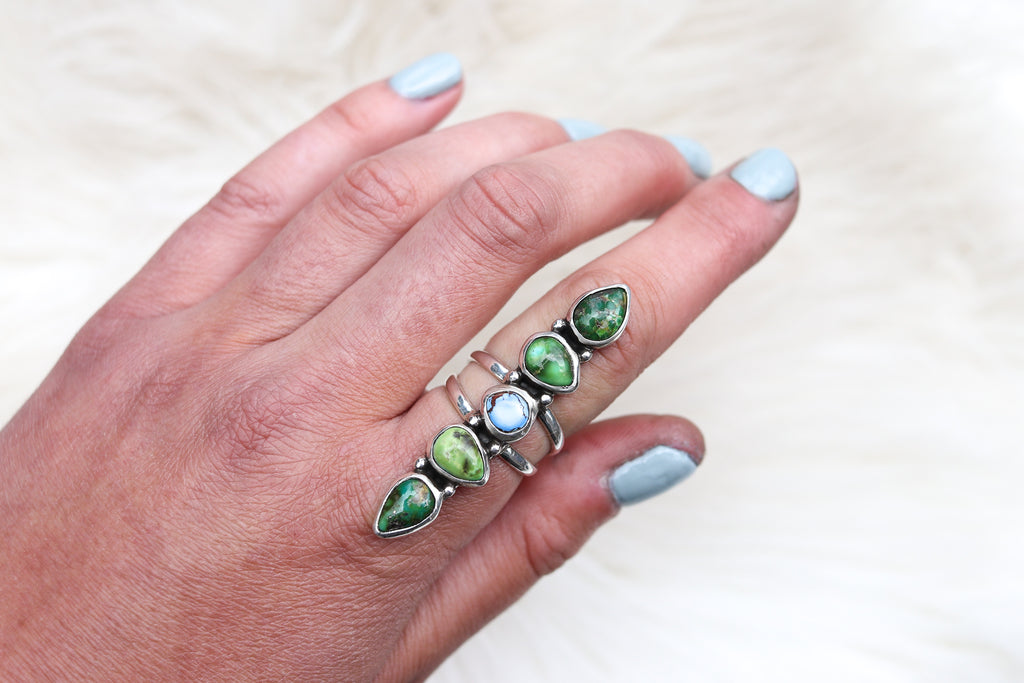 Size 8 Stacked Turquoise Ring