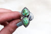 Size 8 Double Sonoran Gold Turquoise Leaf Ring