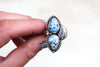 Size 7 Double Golden Hill Turquoise Leaf Ring