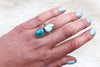 Size 6 Double White Water Turquoise Ring