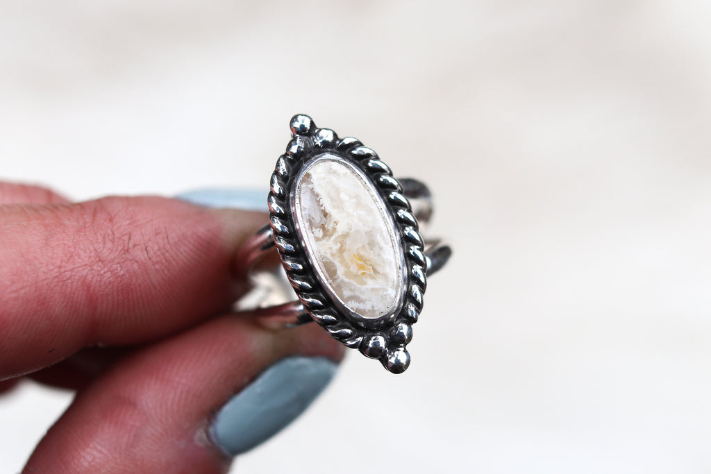 Size 9 Graveyard Point Plume Agate Ring