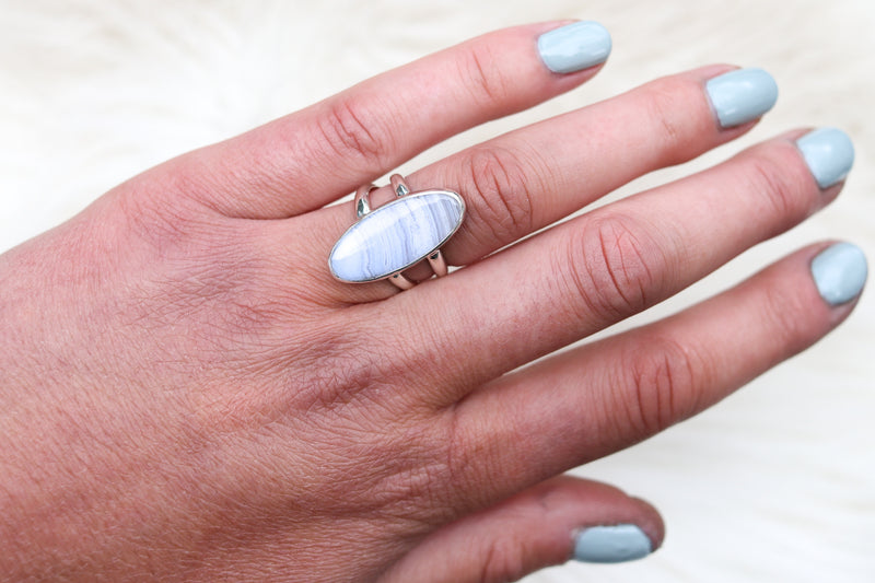 Size 6 Blue Lace Agate Ring