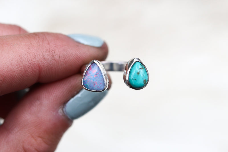 Size 4-5 Australian Opal x Royston Turquoise Ring (Adjustable)