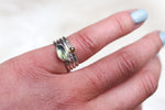 Size 5 Moldavite x Diamond Stacker Ring Set