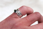 Size 5 Moldavite x Diamond Stacker Ring Set