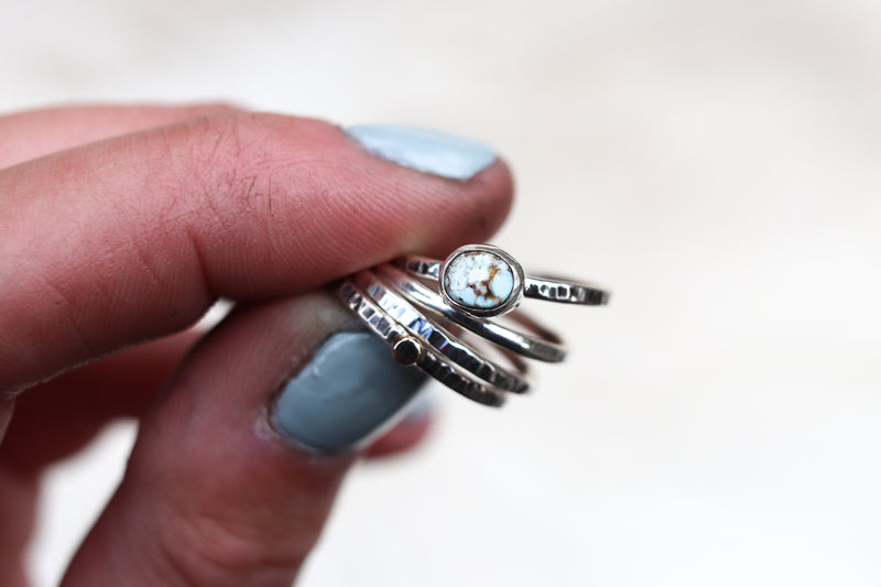 Size 6 Blue Ridge Lightning Turquoise Stacker Ring Set