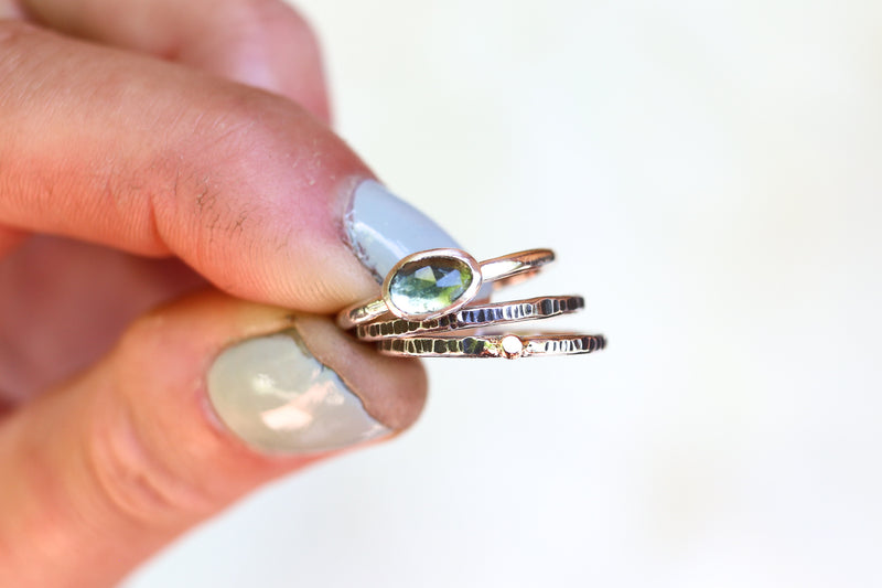 Size 6 Moldavite Stacker Ring Set