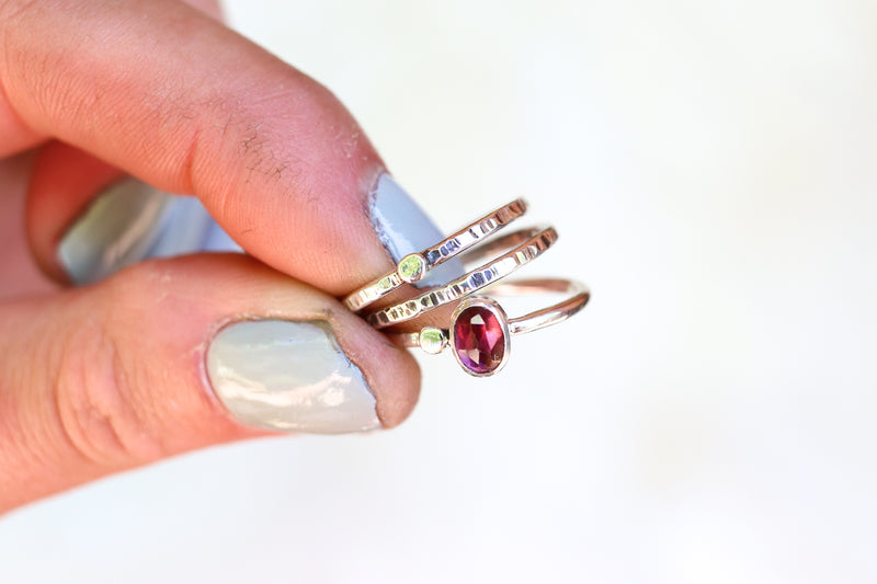 Size 7 Garnet Stacker Ring Set