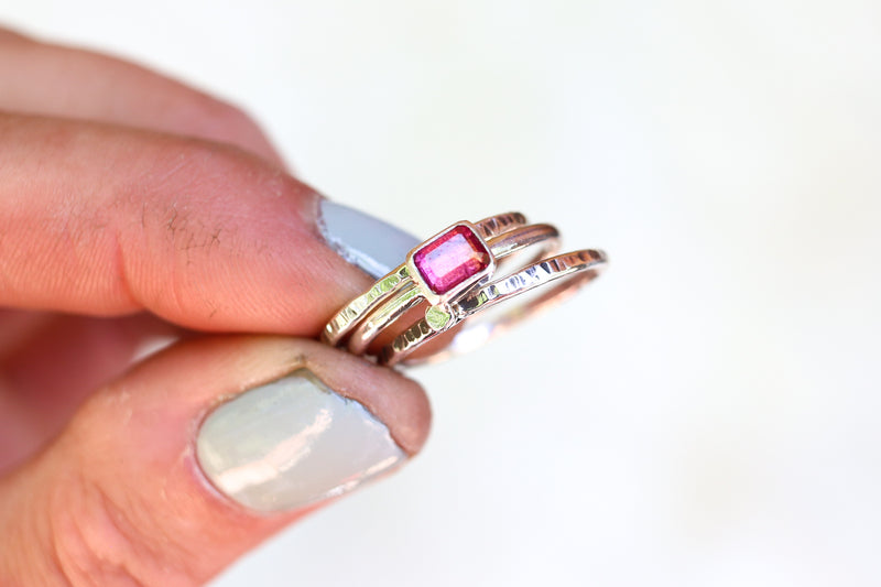 Size 7.5 Tourmaline Stacker Ring Set