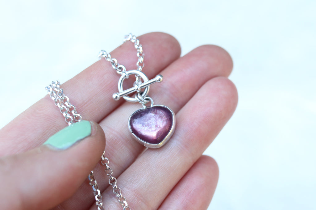 Lepidolite Heart Toggle Clasp Necklace