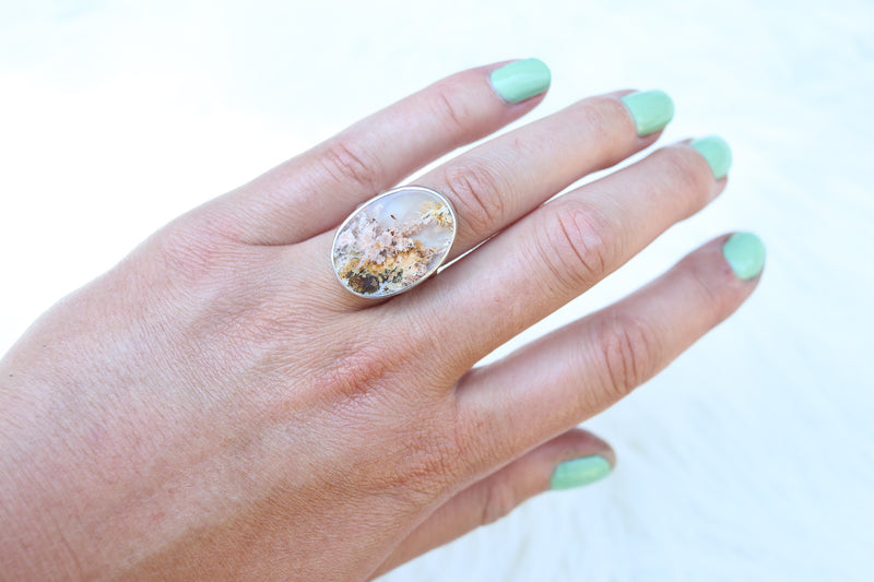 Size 7 Graveyard Point Plume Agate Ring