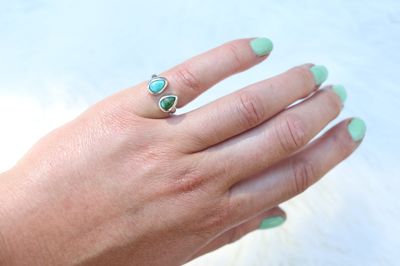 Size 4.5-5.5 Royston Turquoise x Sonoran Gold Turquoise Ring (Adjustable)