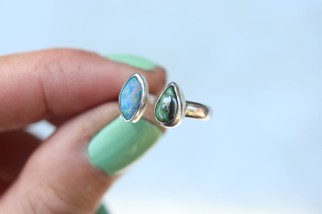 Size 6-7 Australian Opal x Sonoran Gold Turquoise Ring (Adjustable)