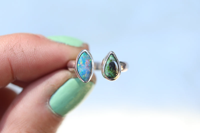 Size 6-7 Australian Opal x Sonoran Gold Turquoise Ring (Adjustable)