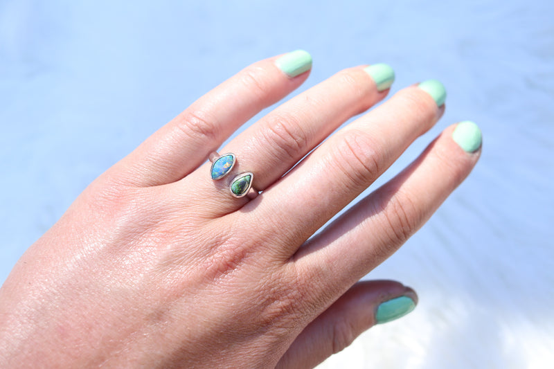 Size 6-7 Australian Opal x Sonoran Gold Turquoise Ring (Adjustable)