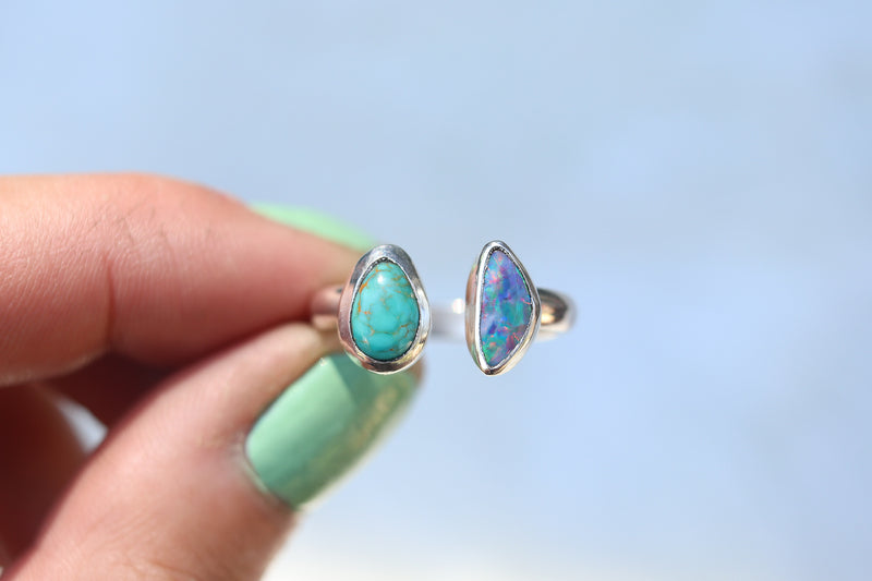 Size 8-9 Australian Opal x Royston Turquoise Ring (Adjustable)