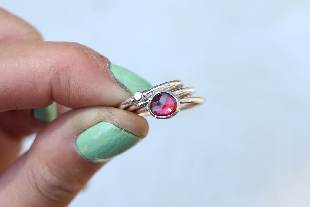 Size 6 Garnet Stacker Ring Set