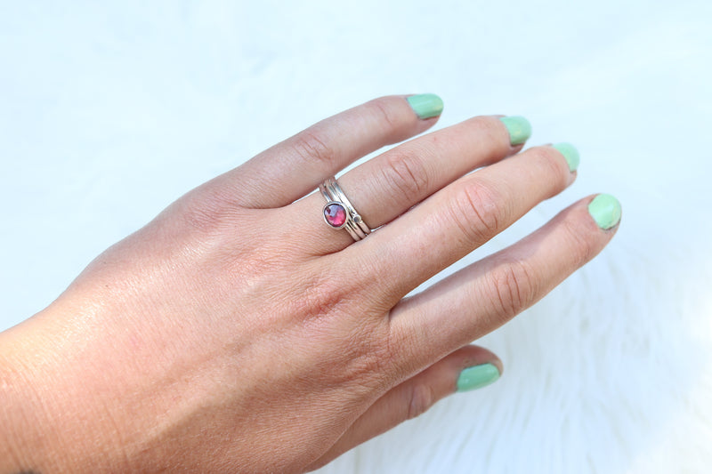 Size 6 Garnet Stacker Ring Set