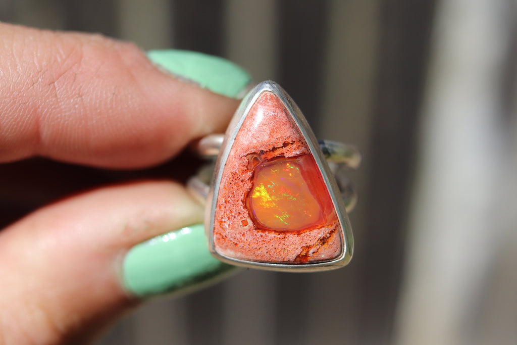 Size 8 Mexican Fire Opal Ring