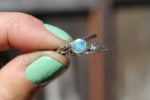 Size 8.25 Lightning Ridge Black Opal Stacker Ring Set