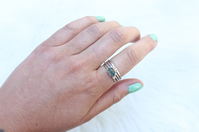 Size 9 Green Tourmaline Stacker Ring Set