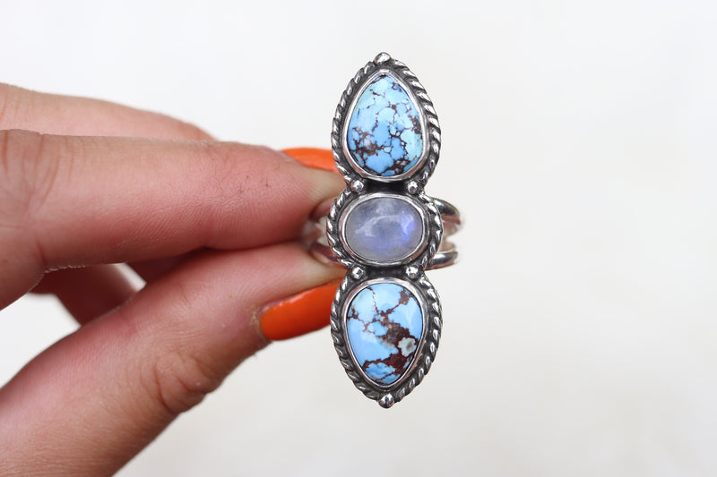 Size 9 Golden Hill Turquoise x Moonstone Ring