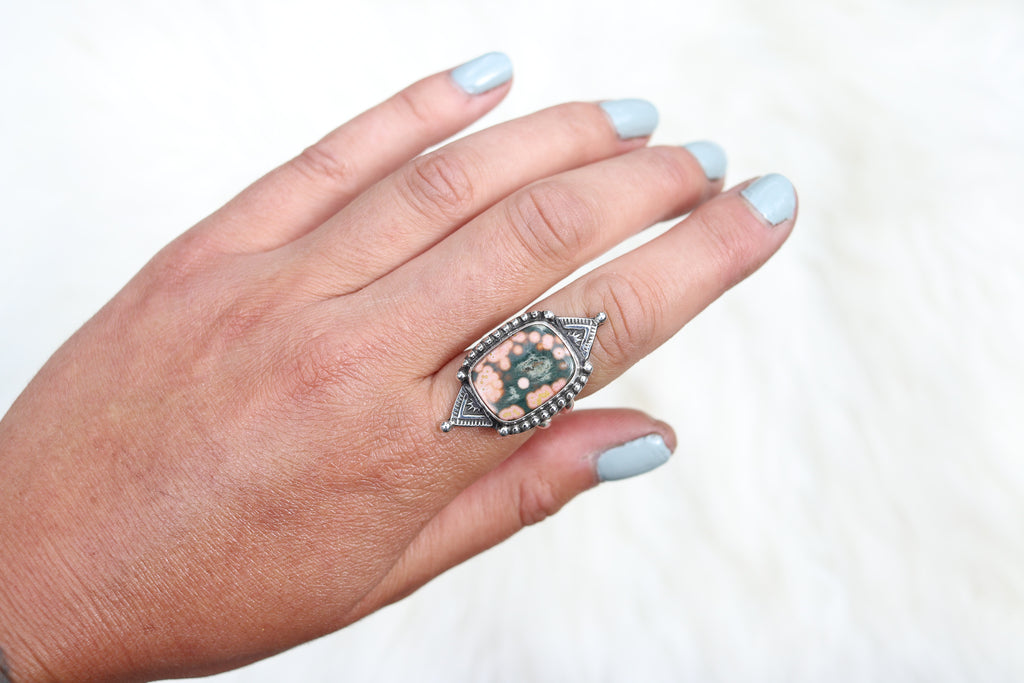 Size 8 Ocean Jasper Ring