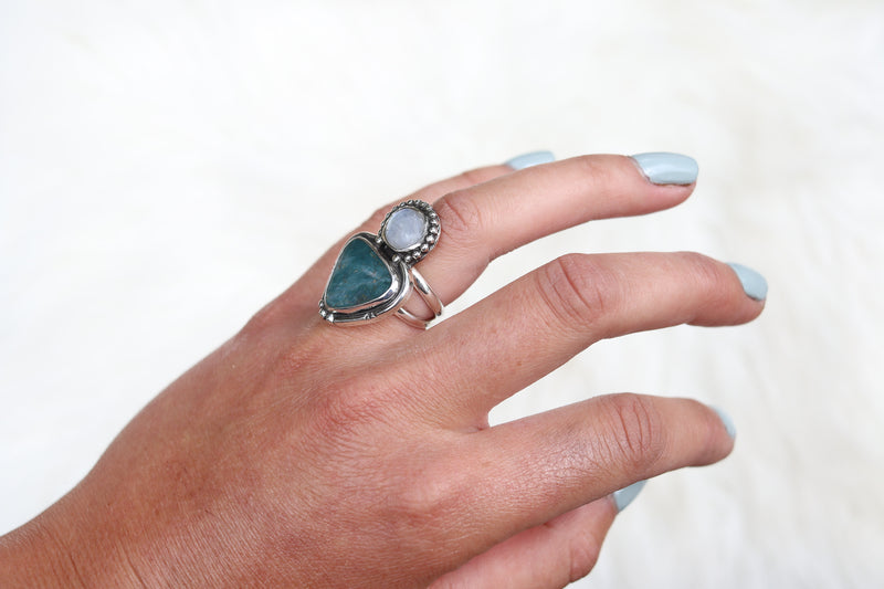 Size 6.5 Moonstone x Skaggs Jasper Ring