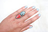 Size 7 White Water Turquoise x Spiny Oyster Shell Ring