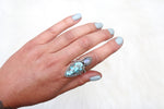 Size 8.5 Moonstone x White Water Turquoise Ring