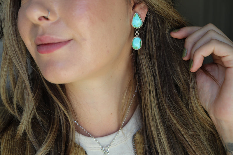 Double Sonoran Mountain Turquoise Stud Earrings