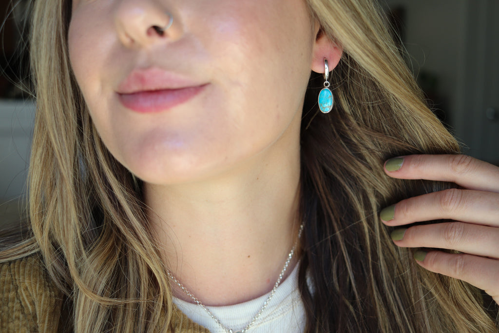 Sonoran Gem Turquoise Lever Back Earrings 2