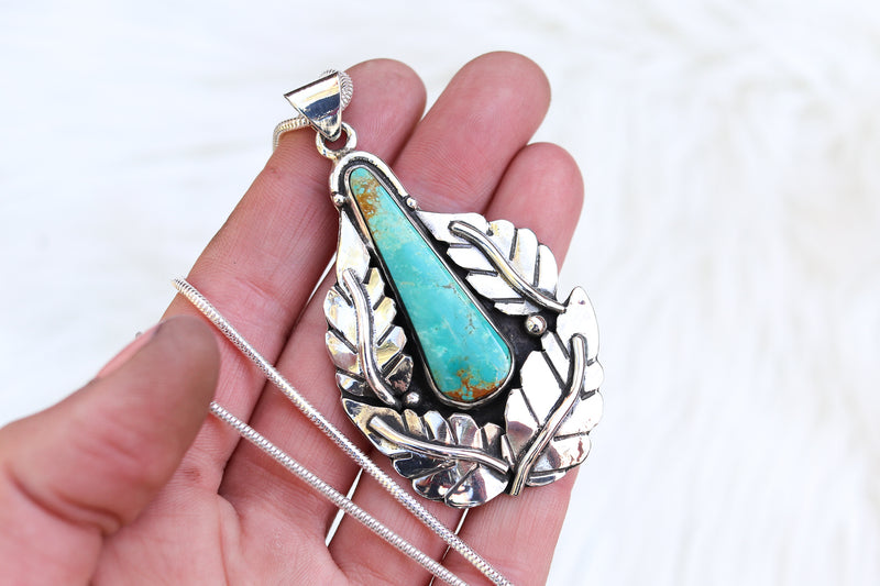 Turquoise Mountain Leaf Necklace