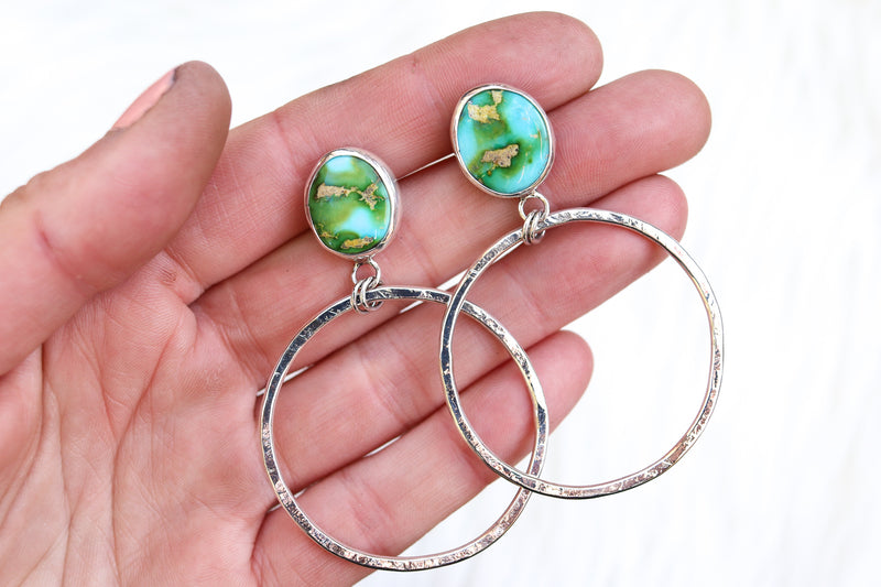 Sonoran Mountain Turquoise Stud Hoop Earrings