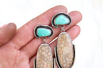 Pilot Mountain Turquoise x Fossilized Coral Stud Earrings