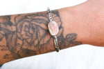 Pink Moss Agate Stamped Cuff (6 inches)