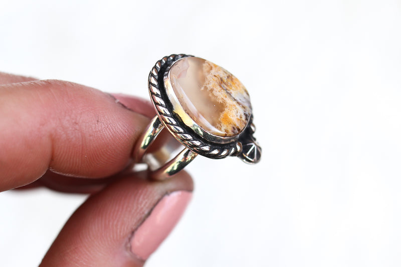 Size 6 Graveyard Point Plume Agate Ring