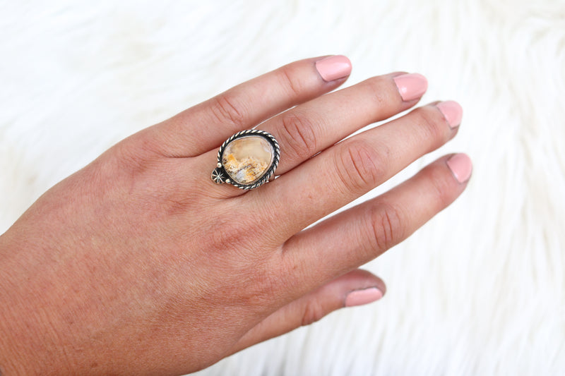 Size 6 Graveyard Point Plume Agate Ring