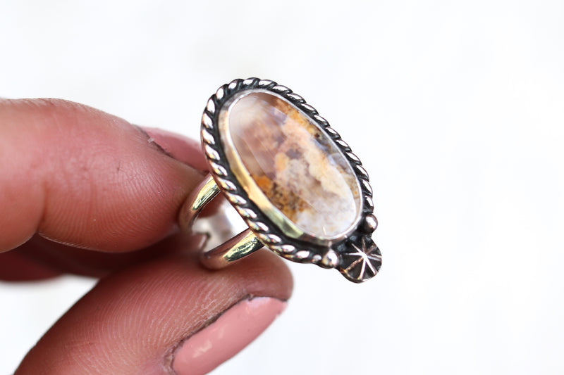 Size 7 Graveyard Point Plume Agate Ring