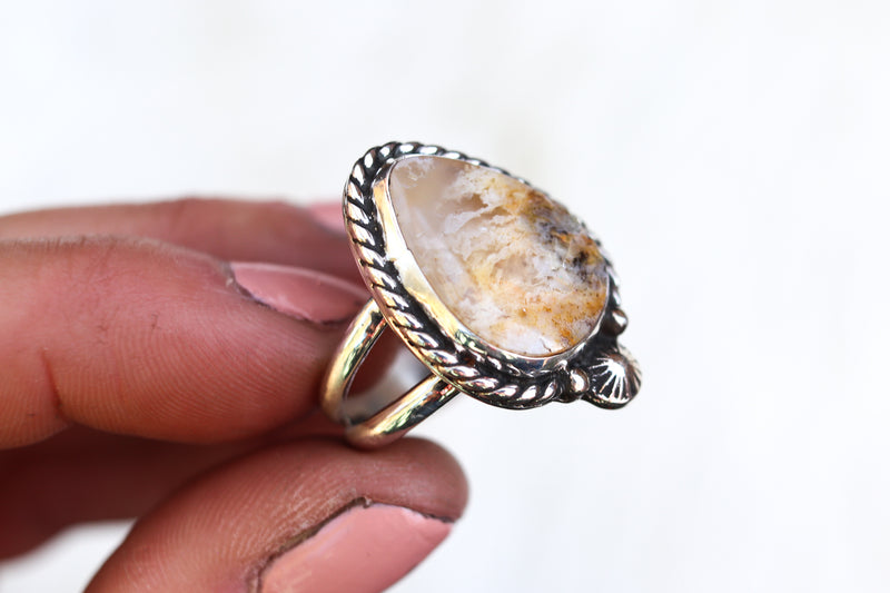 Size 10 Graveyard Point Plume Agate Ring