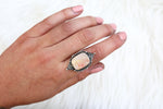 Size 8 Regency Rose Plume Agate Ring