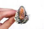 Size 8 Crazy Lace Agate Leaf Ring