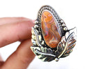 Size 8 Crazy Lace Agate Leaf Ring