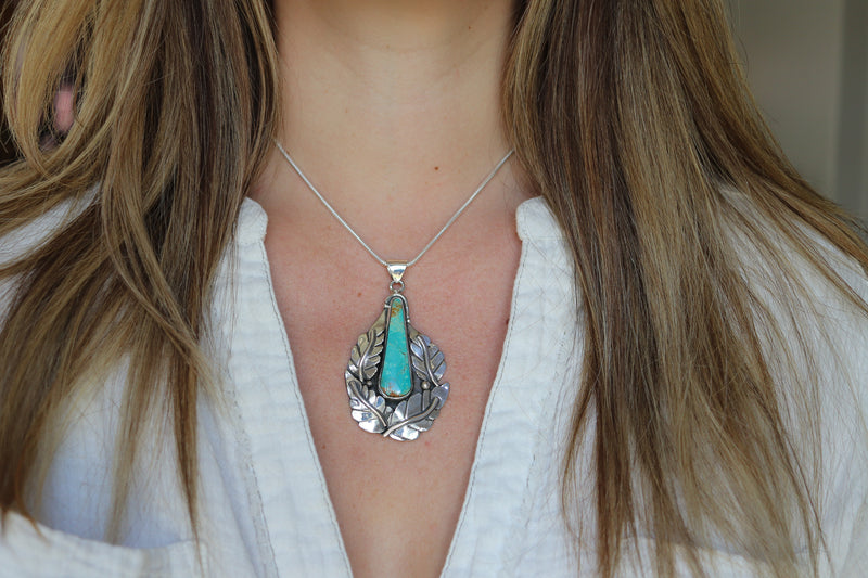 Turquoise Mountain Leaf Necklace