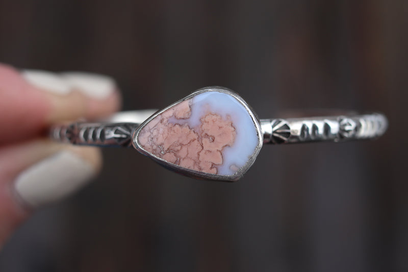 Cotton Candy Agate Stamped Cuff (6 inches)