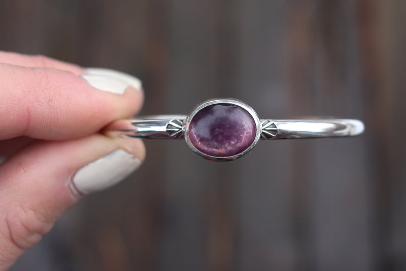 Lepidolite Stamped Cuff (5.5 inches)