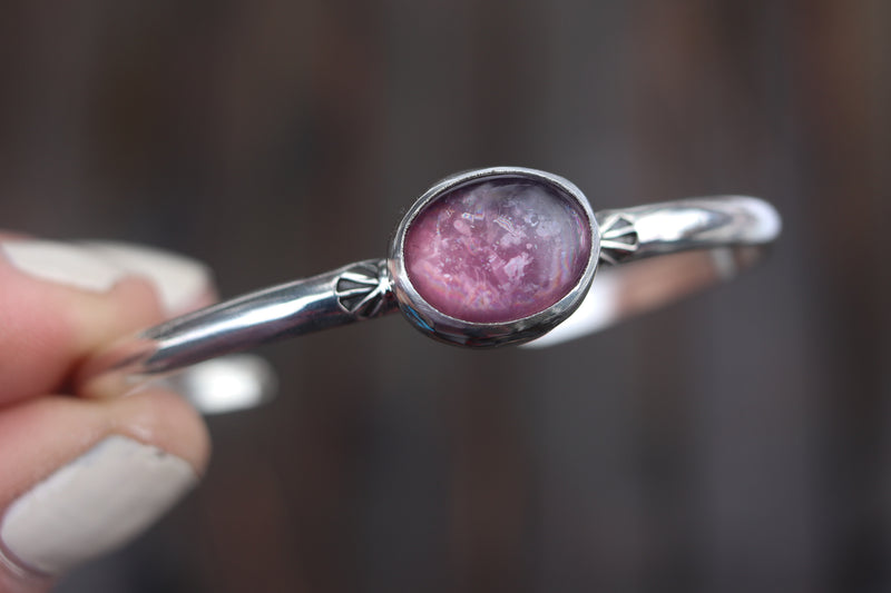 Lepidolite Stamped Cuff (5.5 inches)