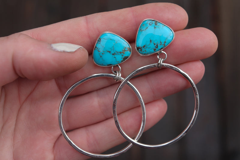 Sonoran Gem Turquoise Stud Hoop Earrings 1