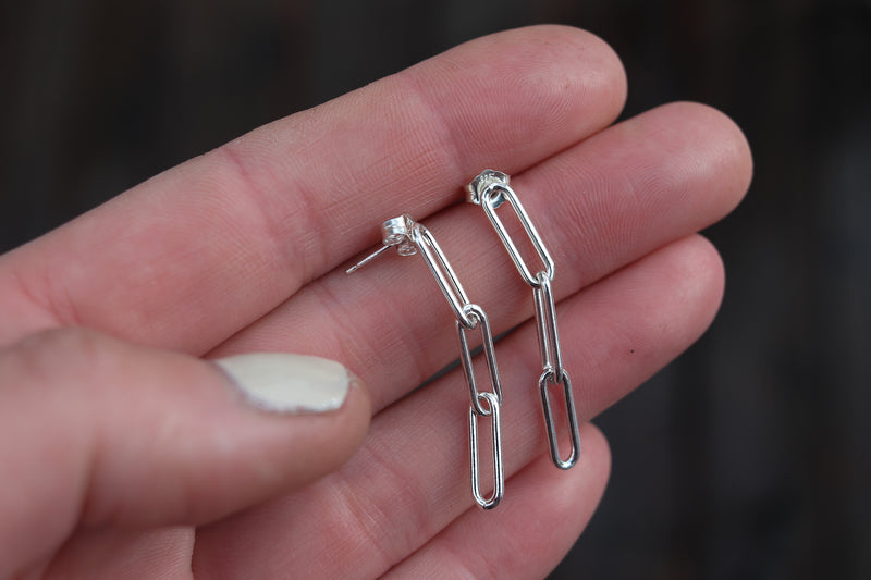 Sterling Simple Paperclip Stud - Made To Order