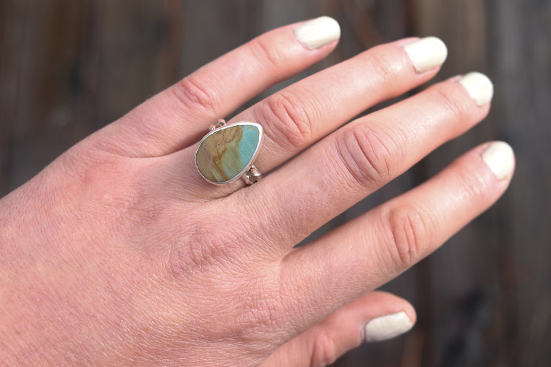 Size 7 Gary Green Jasper Ring